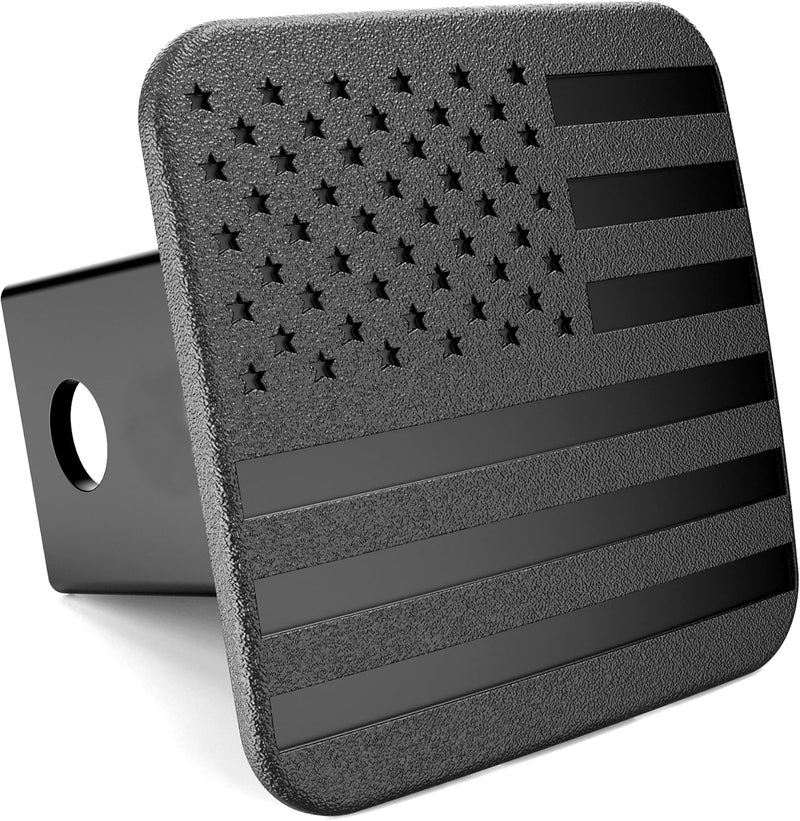 eVerHITCH 2" American Black Flag Trailer Hitch Cover Plug for 2 Inch Hitch Receivers - Image 1